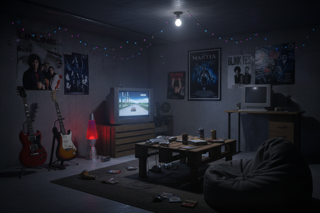 2000s teen basement